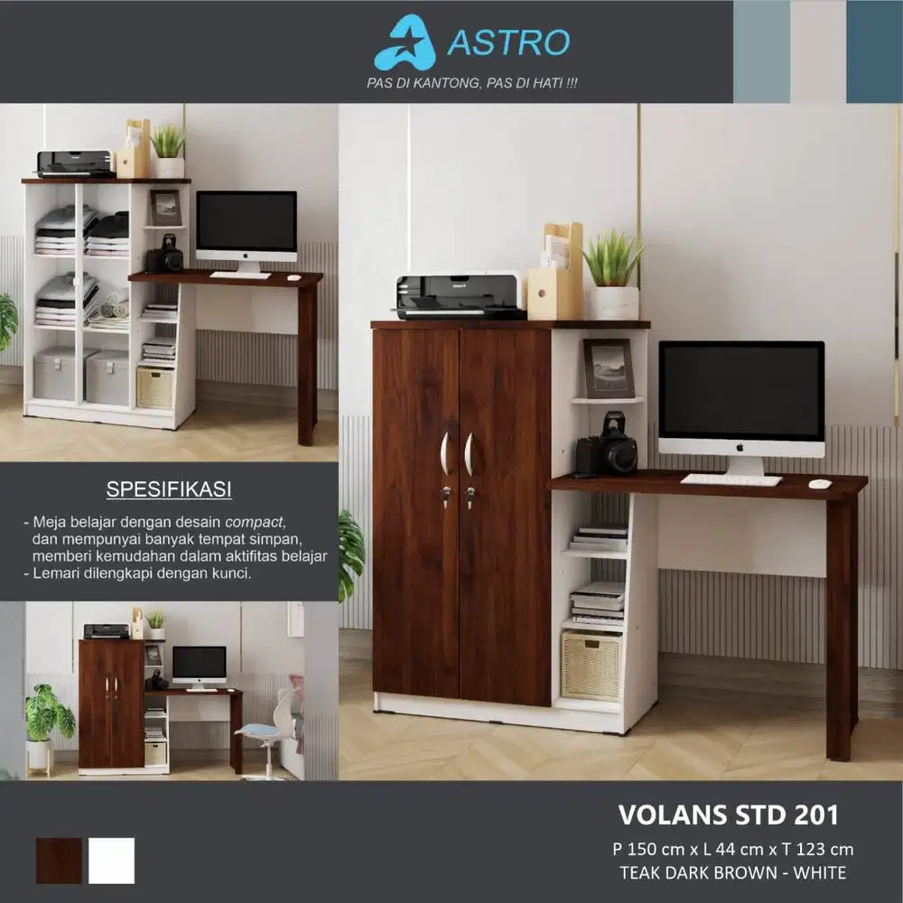 PROMO MEJA BELAJAR + LEMARI SERBAGUNA 2 PINTU SALE TERLARIS TERMURAH