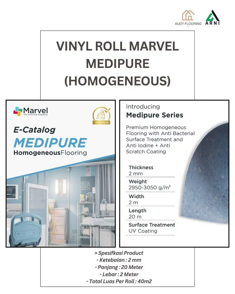 Vinyl Roll Medis Marvel Medipure Series Tebal 2mm | Vinyl Homogeneous