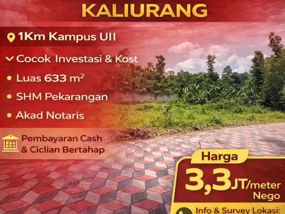 Tanah SHM Jogja Ring 1 Area Kampus UII Cocok Bangun Kost