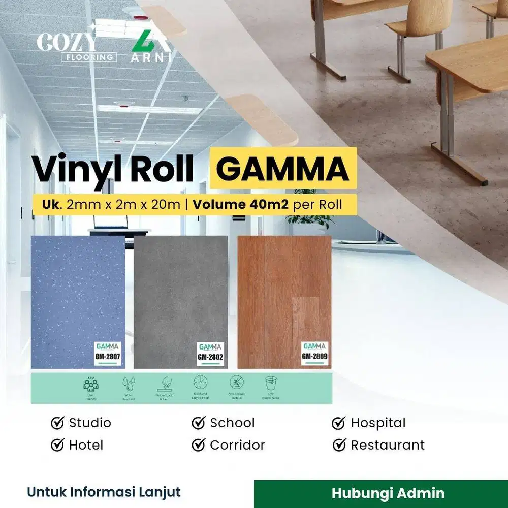 Vinyl Roll Gamma tebal 2mm motif | Karpet vinyl gulungan anti slip