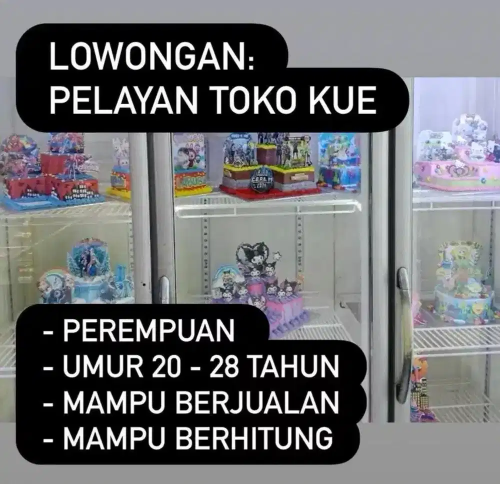 Pelayan Toko Kueh / Pembuat Kueh (dapur)