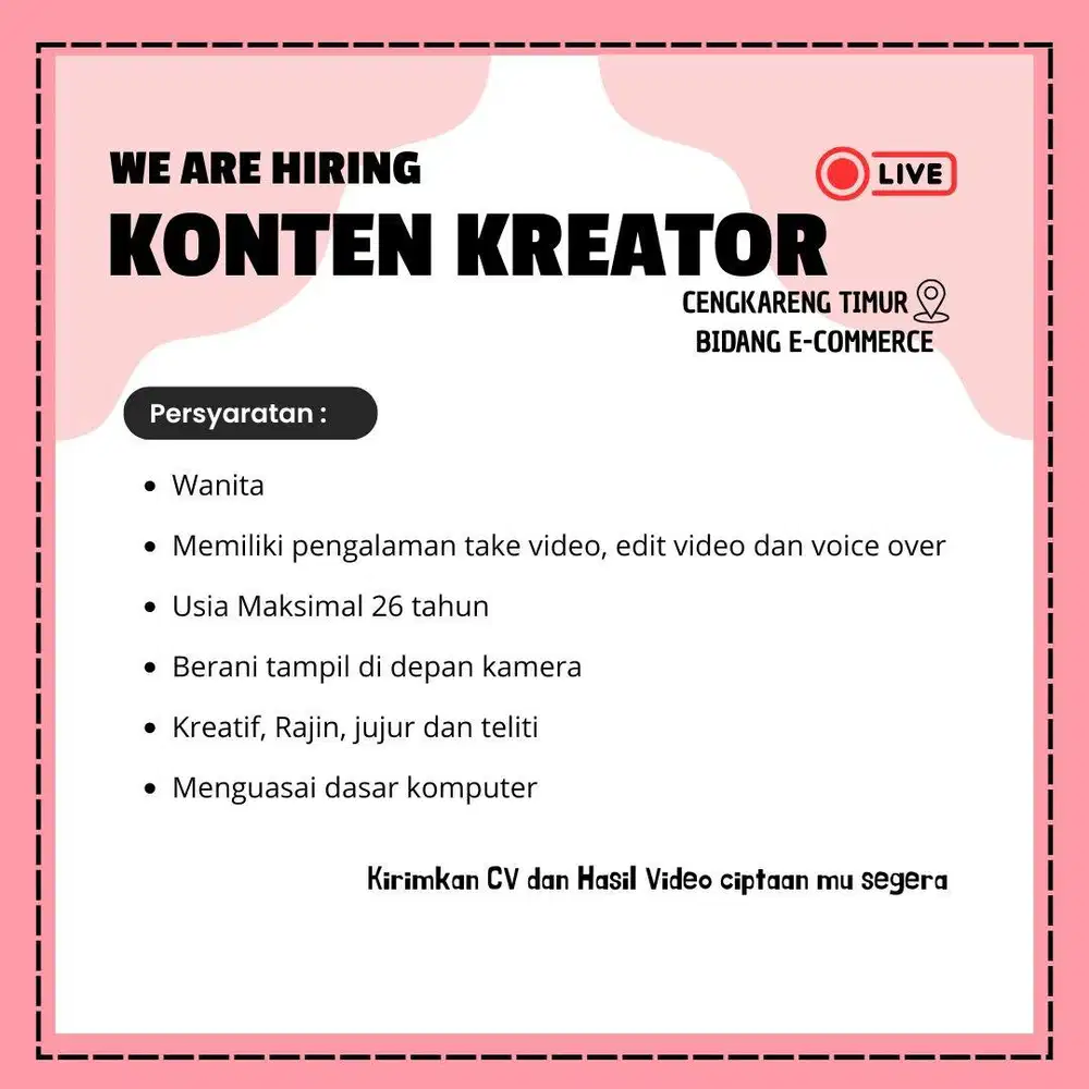 Loker untuk staff pengemasan dan editor