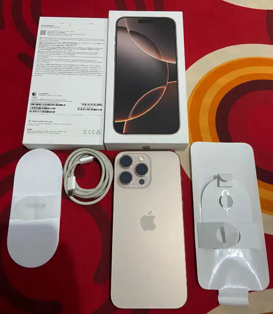 IPHONE 16 PRO MAX 256GB RESMI BC FULL ORIGINAL
 BH 95%
KEMULUSAN 99%