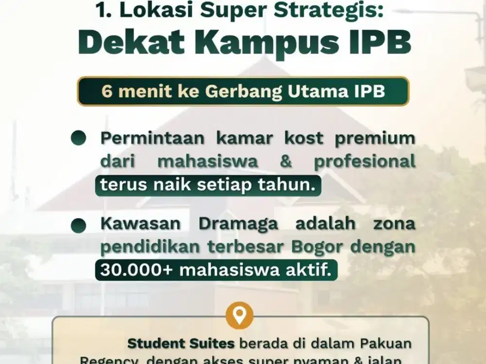 Dijual Rumah Kost Kosan Eksklusif Dekat Kampus IPB Bogor