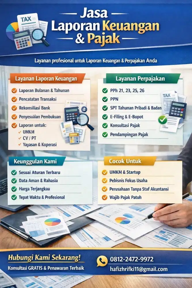 Jasa laporan keuangan dan Pajak