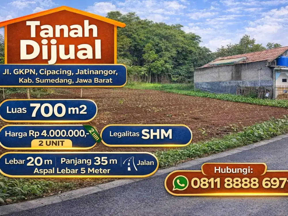 Tanah Murah Area Berkembang di Cipacing – Cocok untuk Hunian & Investasi