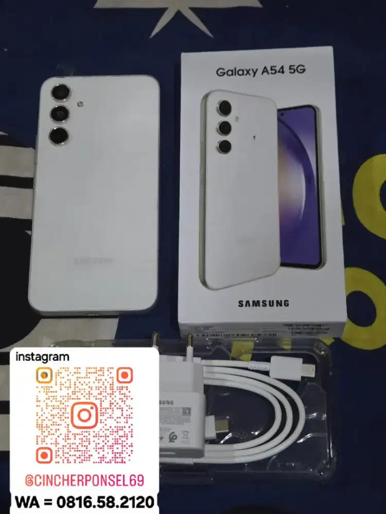 Jual hp siap pakai samsung A54 5g 8/256 likenew free ADAPTOR n case