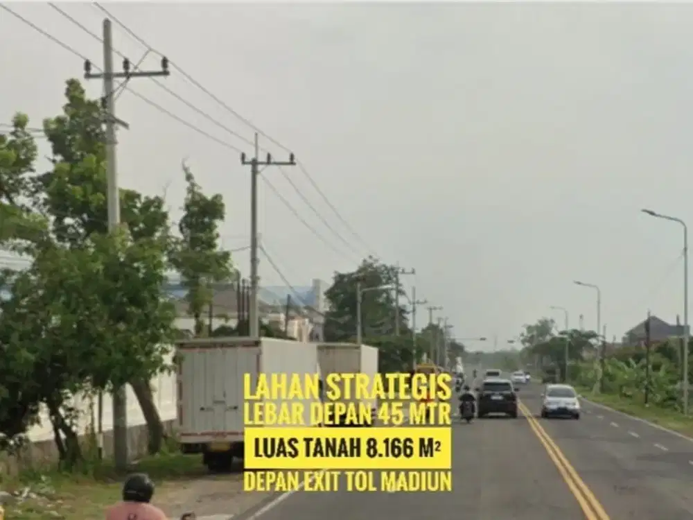 Dijual Tanah Bagus LD 45 mtr, depan Exit TOL MADIUN