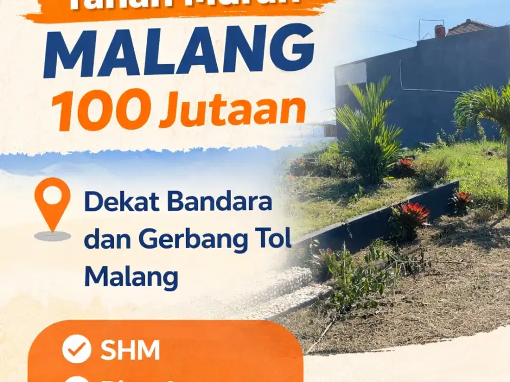 tanah 100 jutaan malang, 3 menit bandara dan exit tol pakis