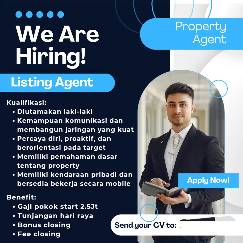 Lowongan kerja agent listing dengan gaji pokok