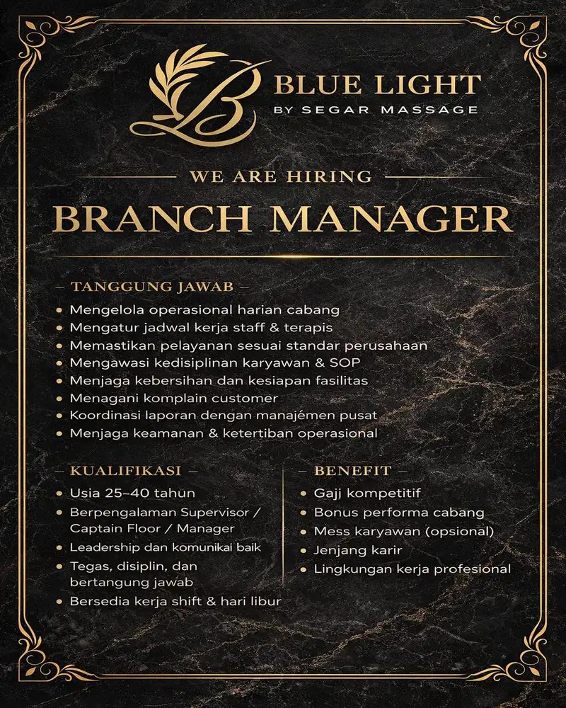 DIBUKA LOWONGAN MANAJER