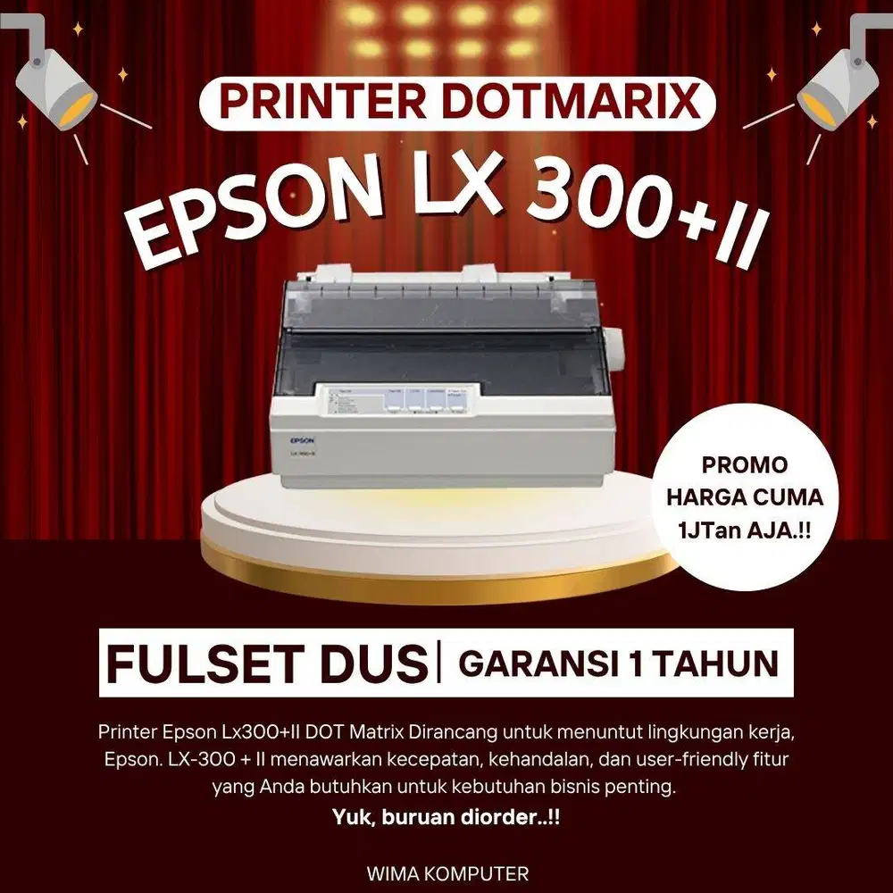 Printer Epson Dot Matrix Lx-3100+II Garansi Toko Full Set N-SW