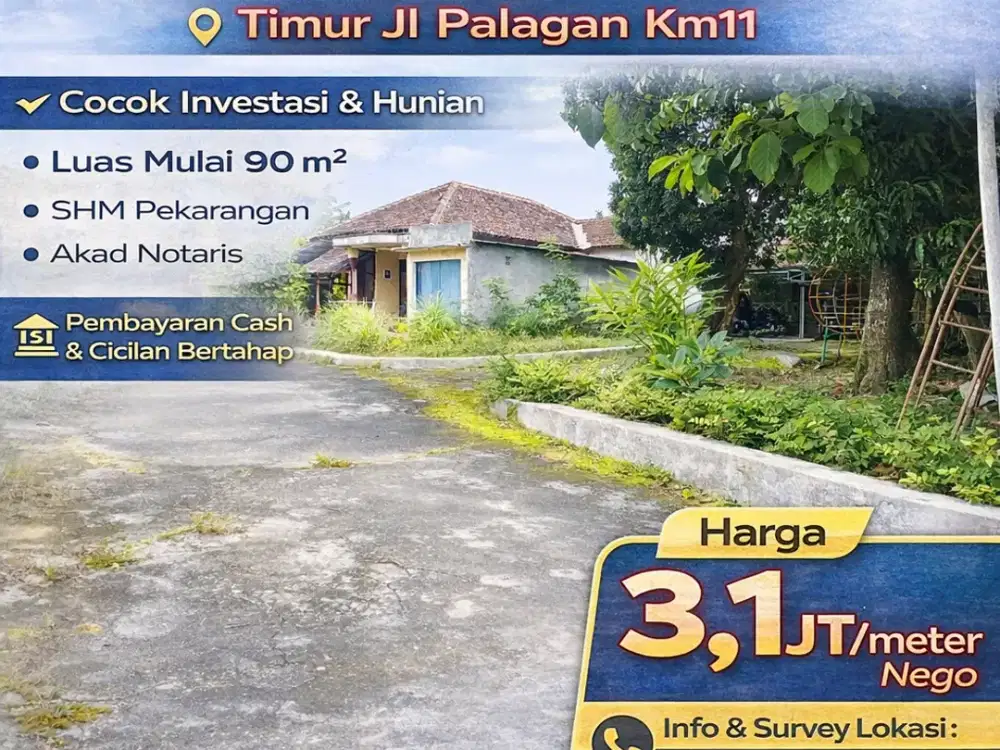 Tanah Jogja Timur Jl Palagan Km11 5 Menit Pasar Rejodani