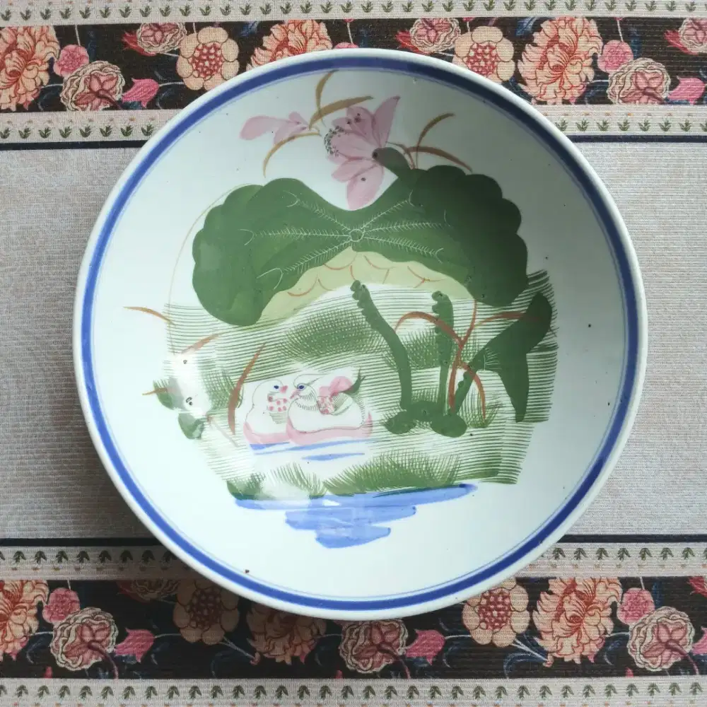 Mangkuk koleksi keramik lukisan angsa, kolpri