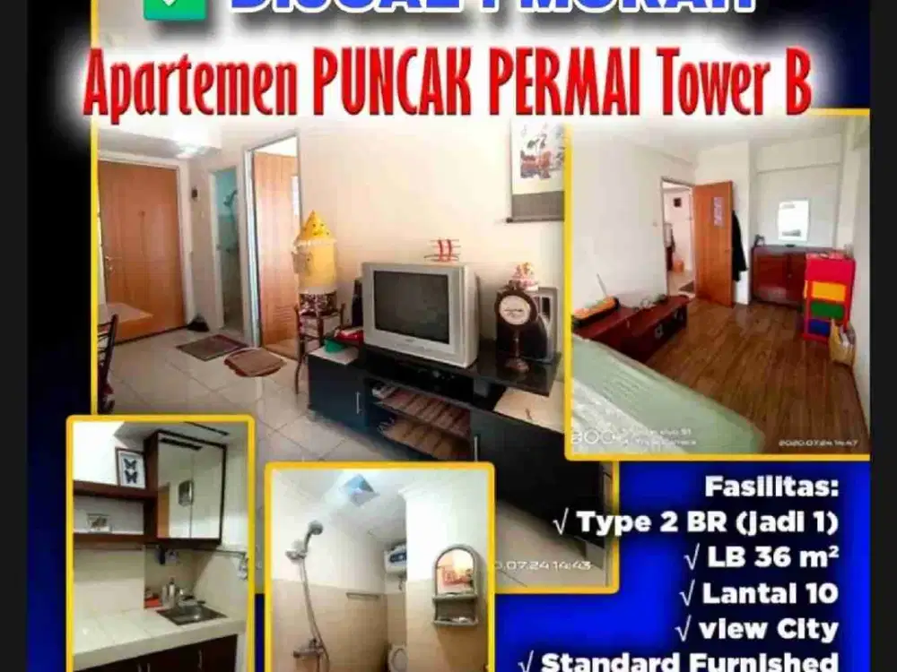 JUAL MURAH : APARTMENT PUNCAK PERMAI ( 2 UNIT JADI 1 )