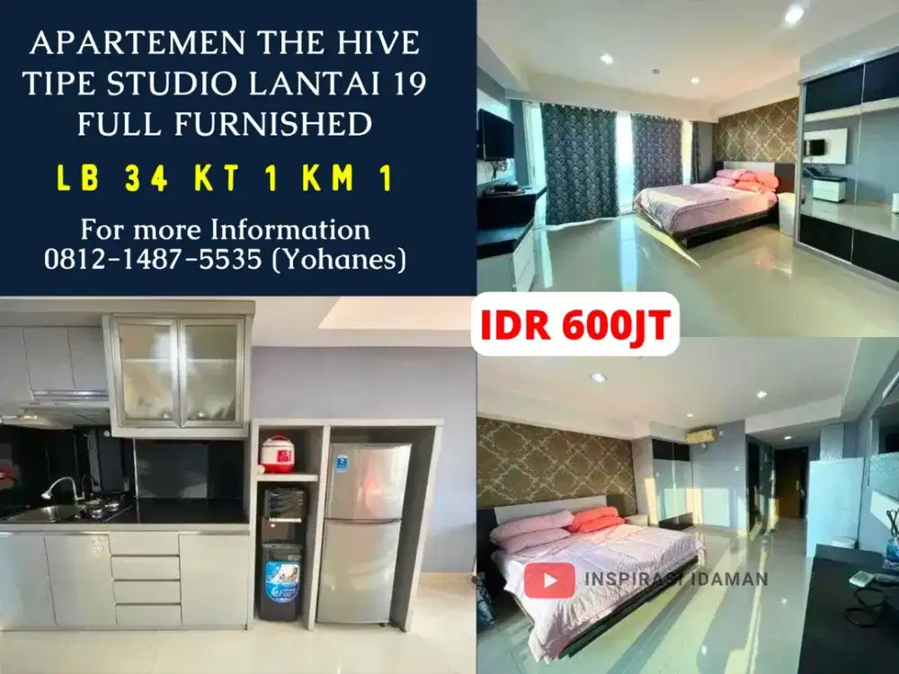 Apartemen the hive tipe studio lantai 19 Full Furnished