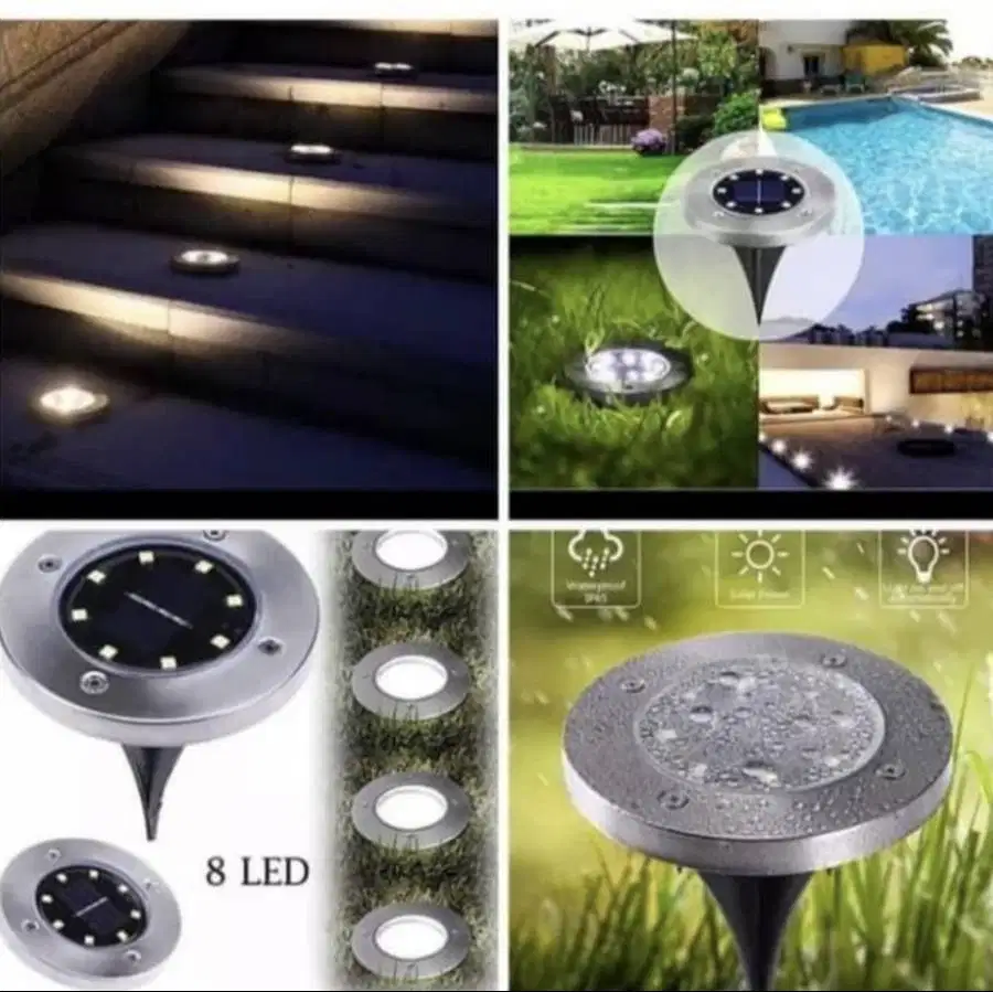 Lampu Tancap Pavling Tenaga Surya 8 LED Sensor 8LED Lamp