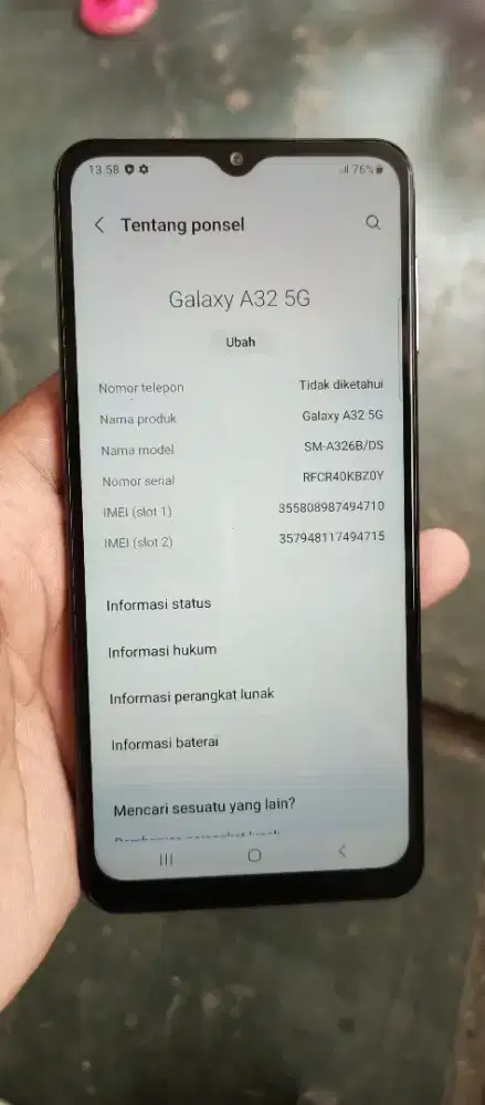 Samsung a32 5g ram 4/128 mulus no minus