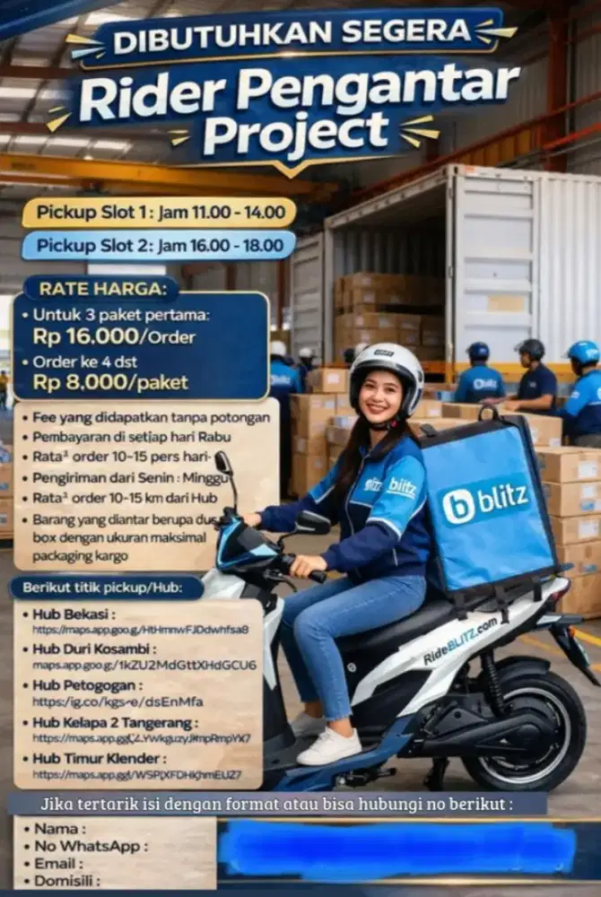 Dibutuhkan rider untuk pengantar barang