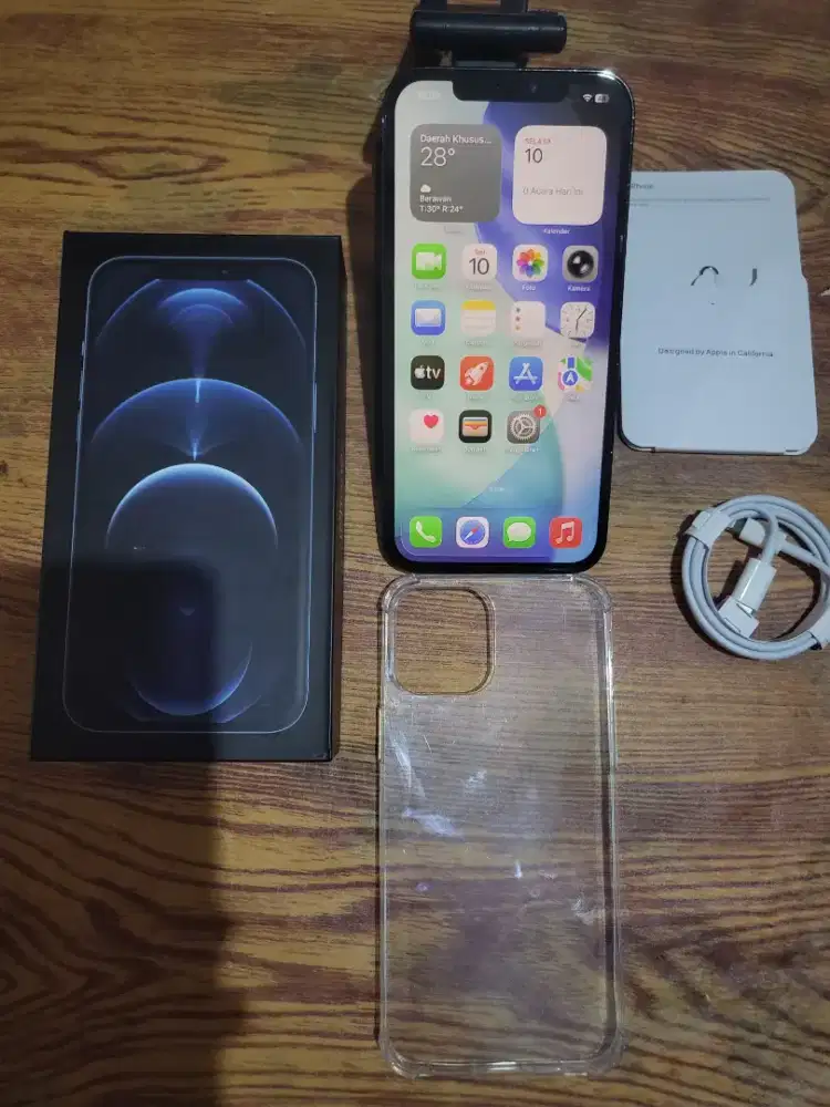 Iphone 12 pro max 128gb blue inter fullset mulus all operator no minus