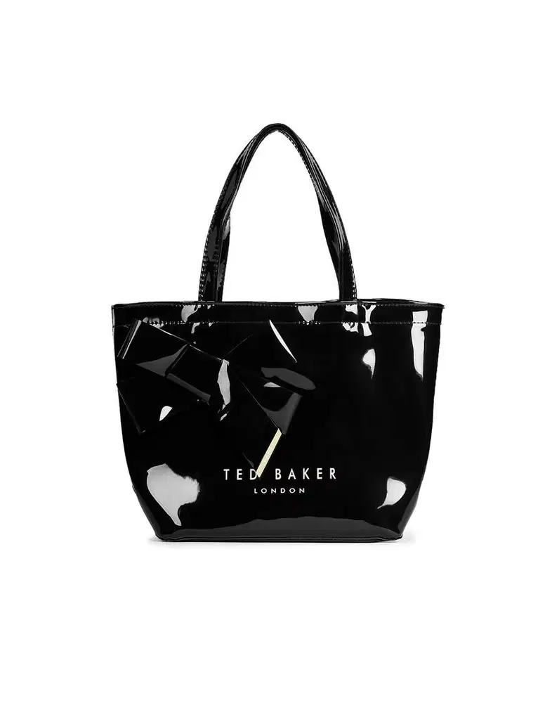 Ted Baker small nikicon black vinyl knot bow icon tote bag