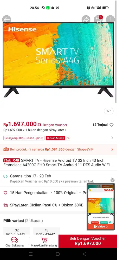 TV BARU MASIH SEGELAN BELUM KELUAR DARI DUS.