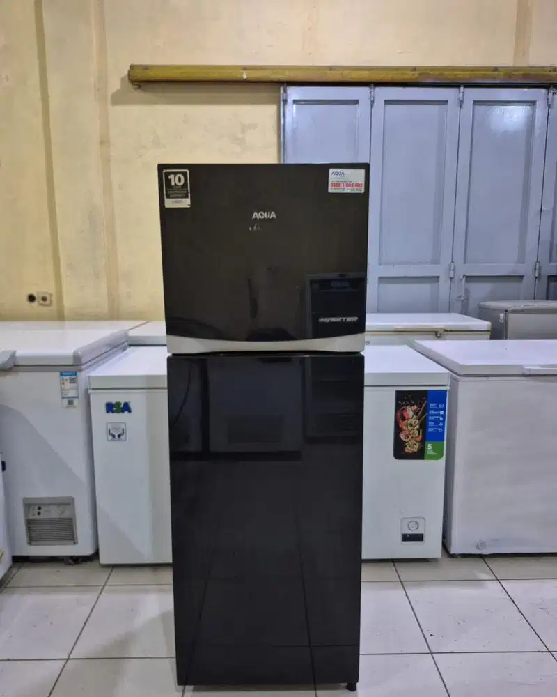 Free antar kulkas aqua inverter murah