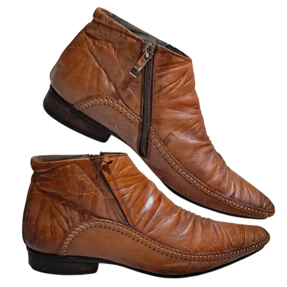 Sepatu kulit Boots branded Gino Mariani Original size 44 Cokelat