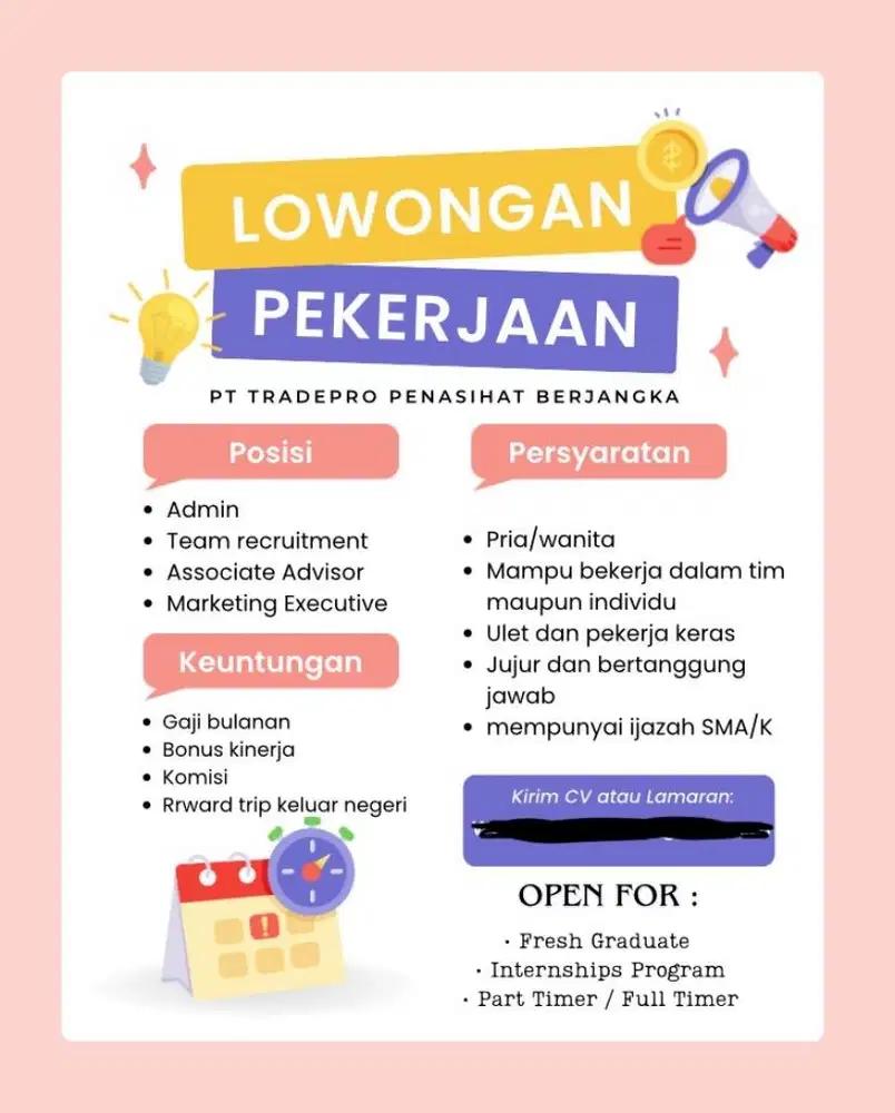 LOWONGAN KERJA - PT TRADEPRO