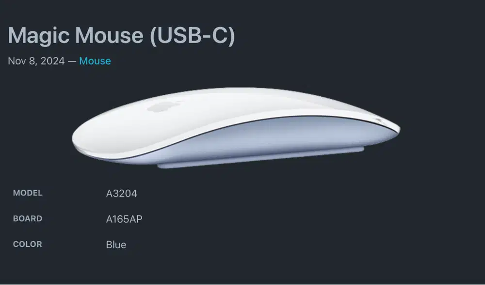 Apple Magic Mouse Gen3 ex iMac M4 Biru iPad usb c gen 3 usb-c
