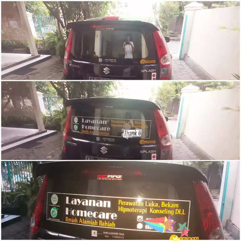 Branding Mobil Sticker Sunblasting Stiker oneway Printing Kaca Film
