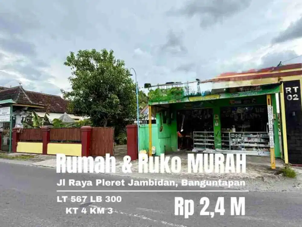 Tanah bonus Rumah Vintage murah Tepi jalan raya pleret