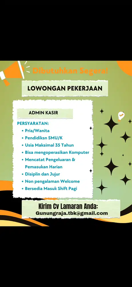 Lowongan Kerja Admin Kasir