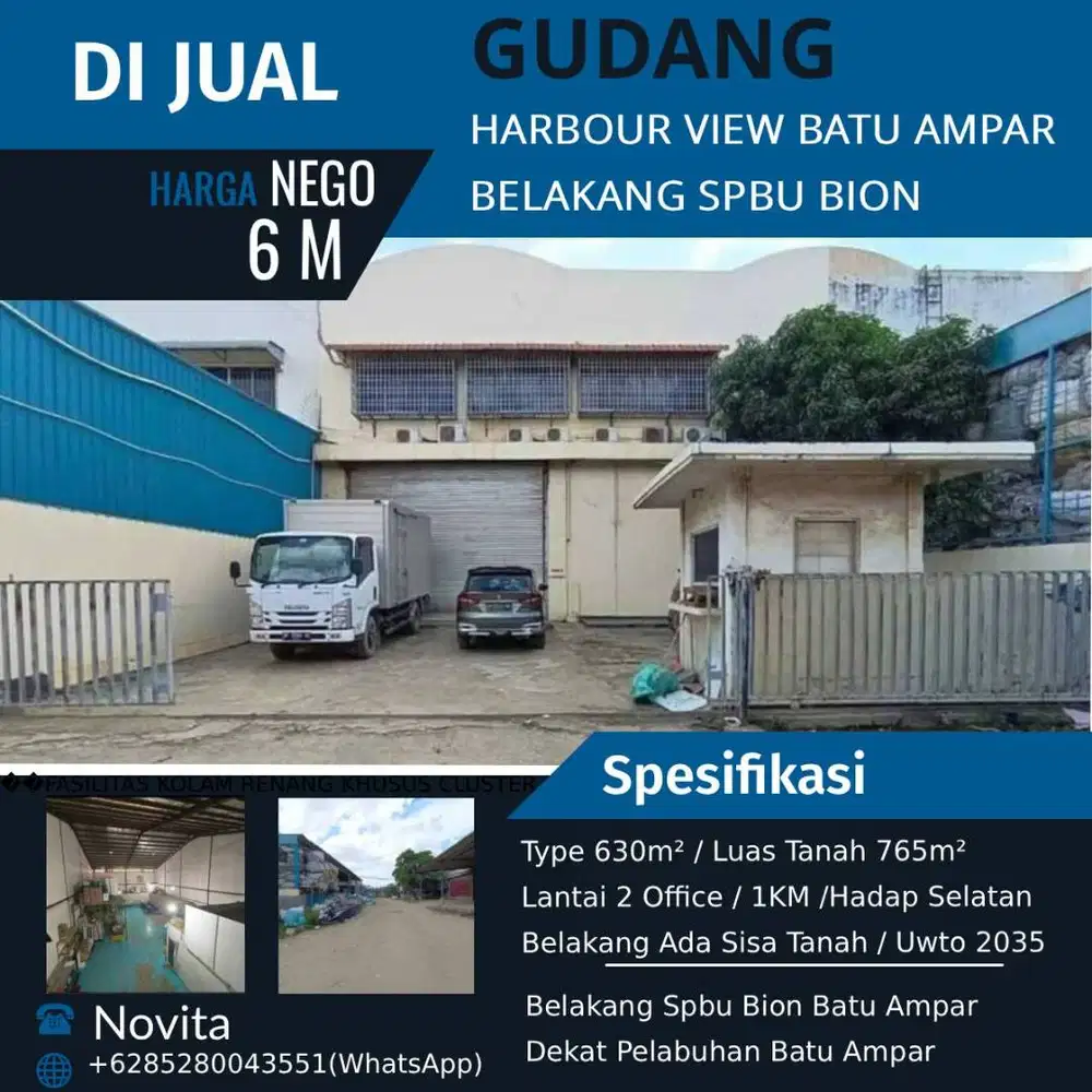 Dijual Gudang Kawasan Harbour View Batu Ampar