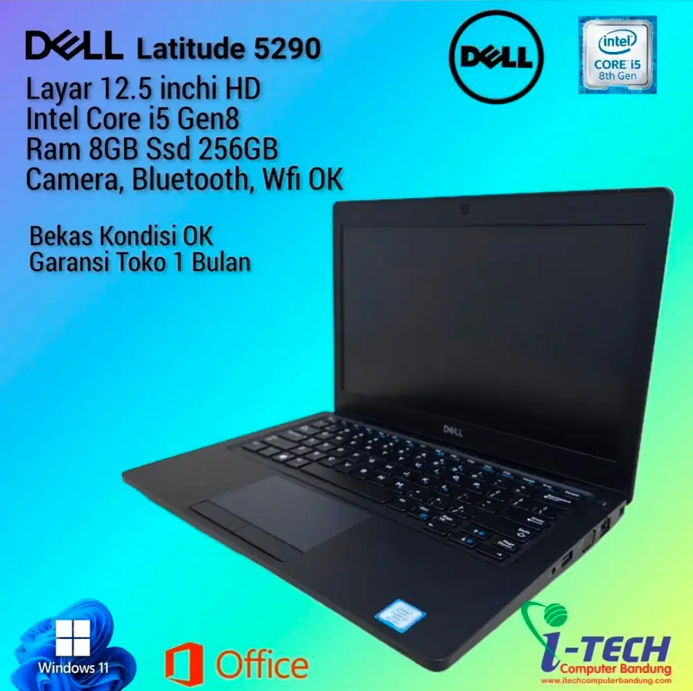LAPTOP DELL LATITUDE 5290 I5 GEN8 RAM 8GB SSD 256GB LAYAR 12.5 INCHI