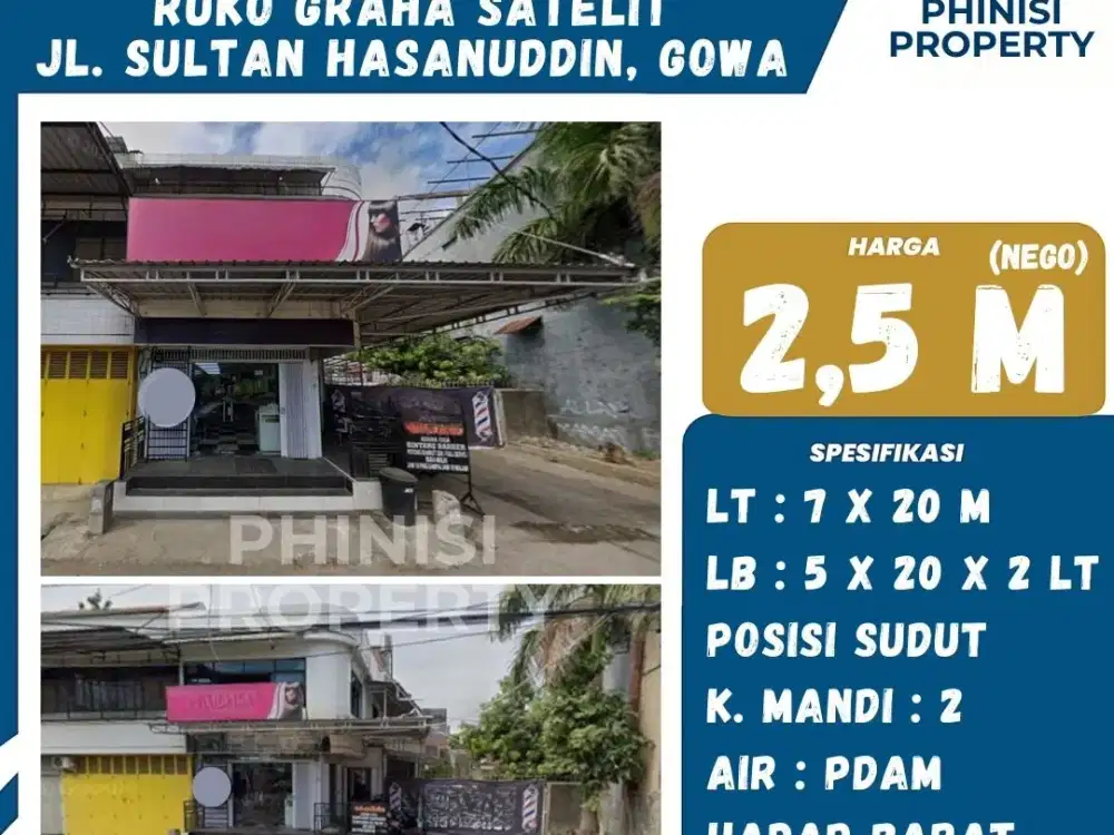 Dijual Ruko Sudut Graha Satelit Jalan Sultan Hasanuddin Gowa