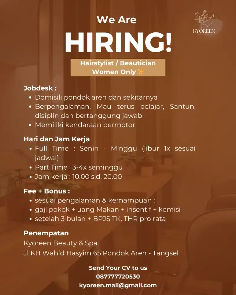 Beautician / Hairstylist Berpengalaman Pondok Aren