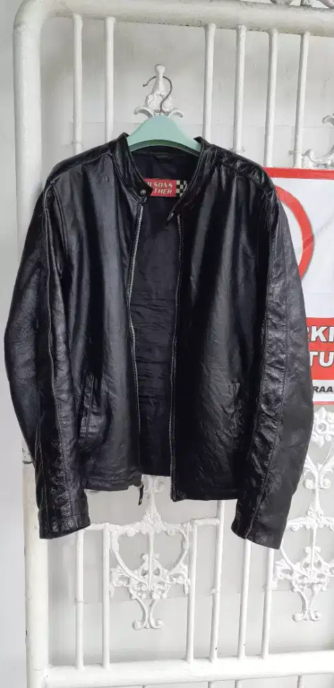 Jaket kulit asli biker wilsons