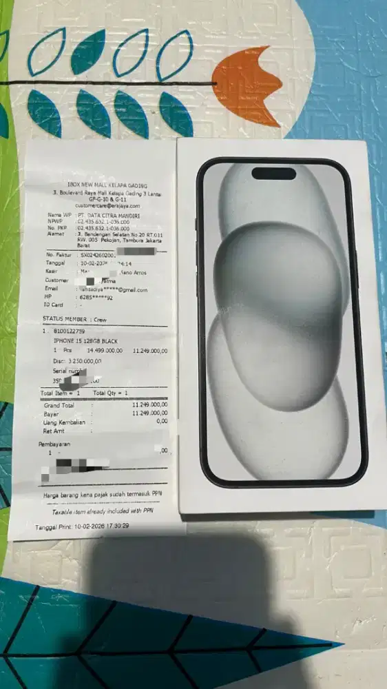 Iphone 15 128gb IBOX warna Black Kondisi BNIB Lengkap Dengan Nota