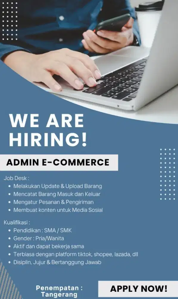 Loker admin toko online & toko offline