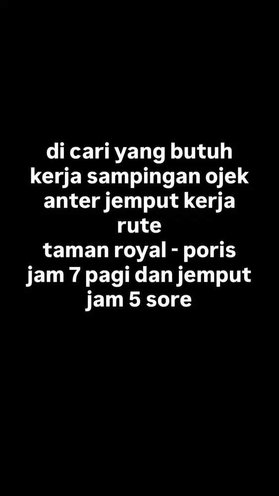 di cari ojek yang mau di bayar bulanan