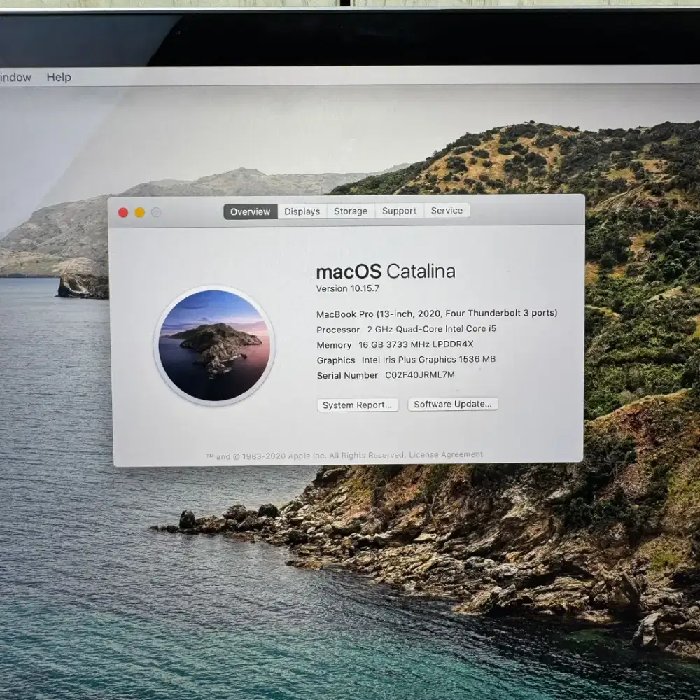 Macbook Pro 2020 layar 13 Inch Ram 16 Ssd 1 Tb Core I5 lengkap