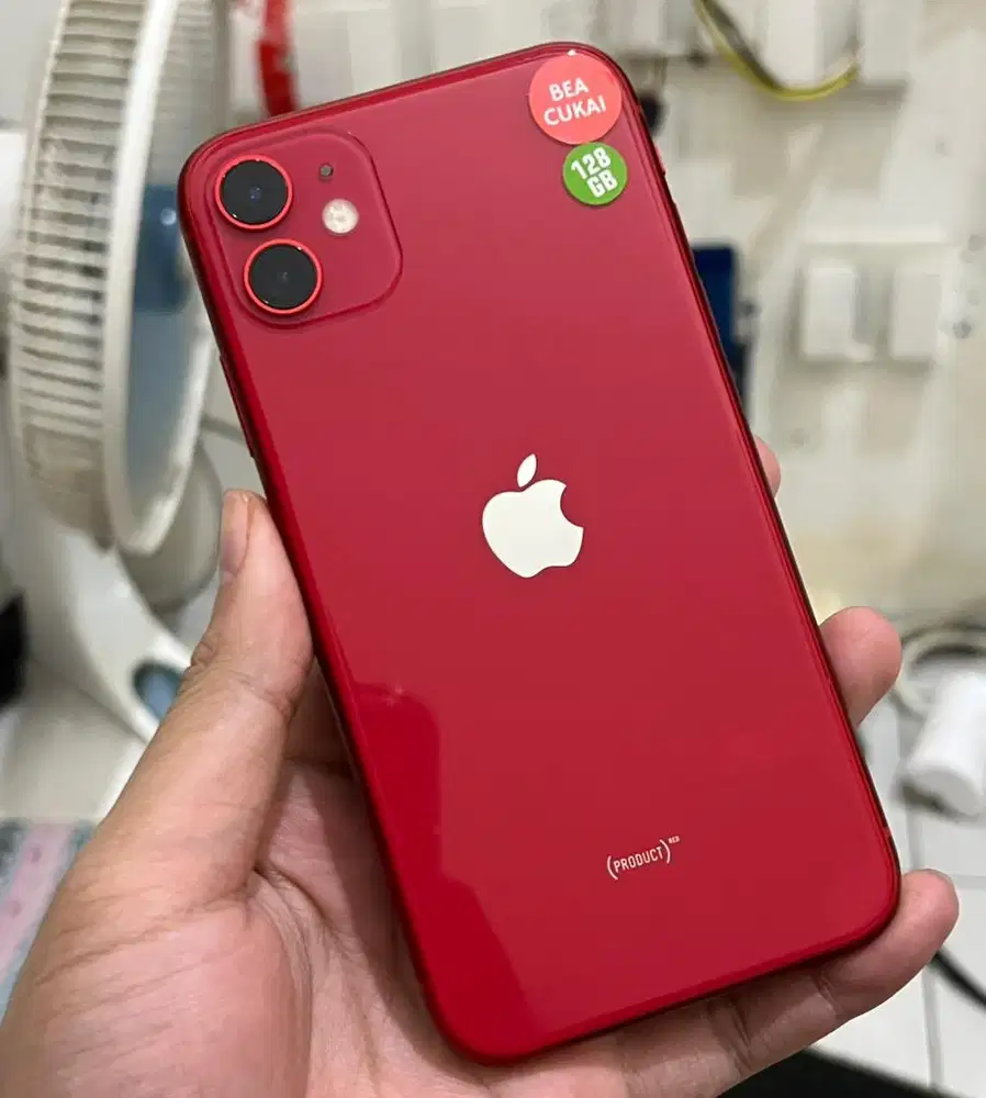 Beacukai dual sim , iphone 11 128 gb red (2nd bergaransi )