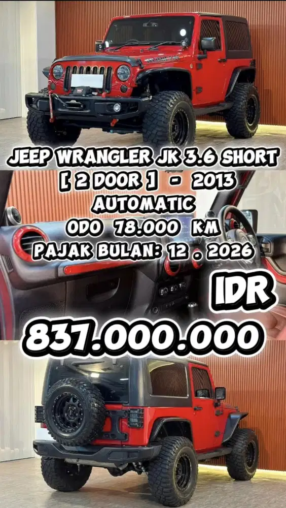 [ WARRANTY 3 YEAR ] JEEP WRANGLER JK SPORT 3.6 SHORT 2 DOOR AT 2013