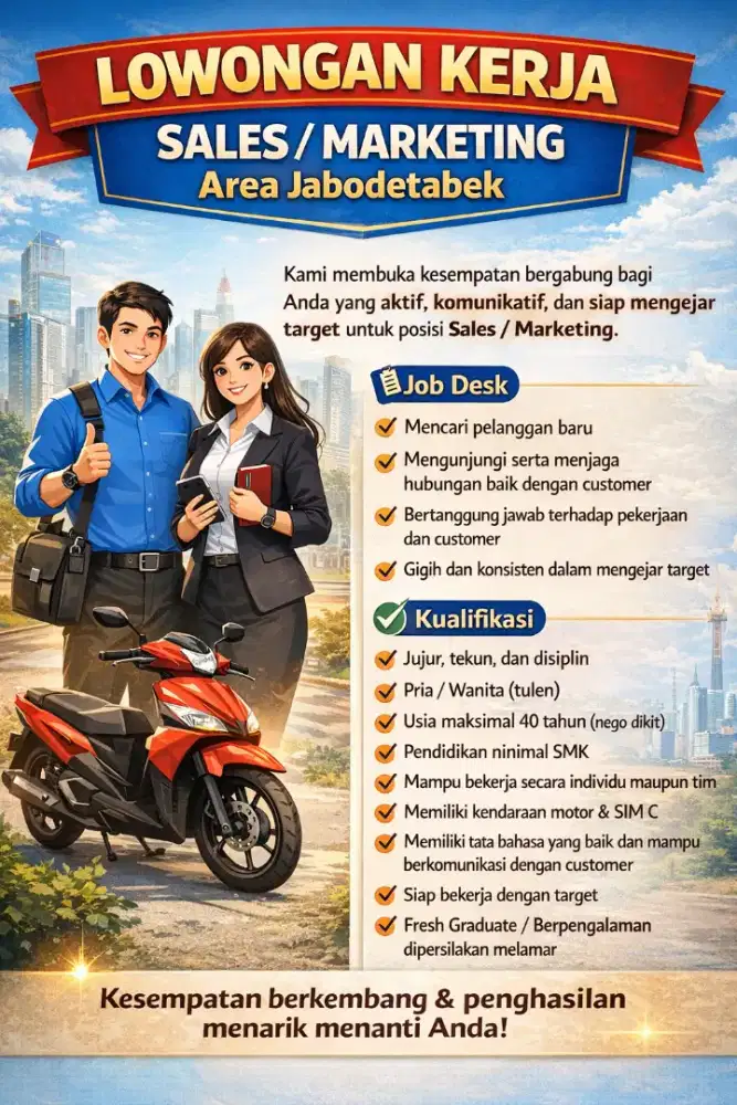 LOWONGAN KERJA
SALES / MARKETING