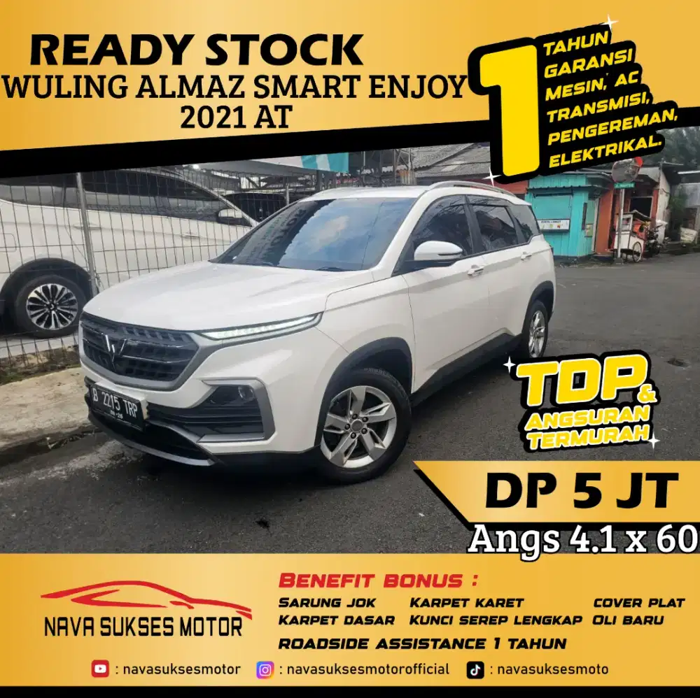 TDP 5 Jt Angs Termurah Wuling Almaz 1.5 Smart Enjoy 2021 Putih Matic