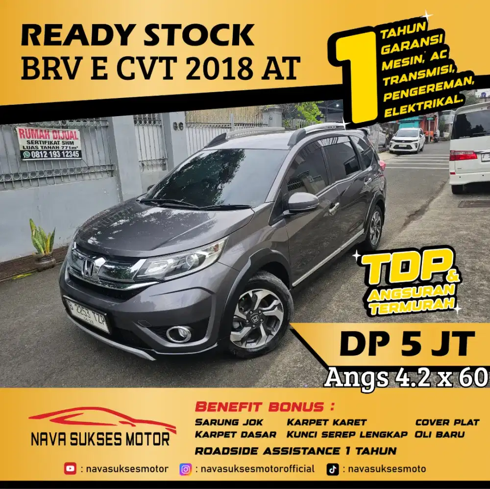 TDP 5Jt Angs Termurah BRV E Prestige 2018 Matic Abu Abu Low Km LikeNew