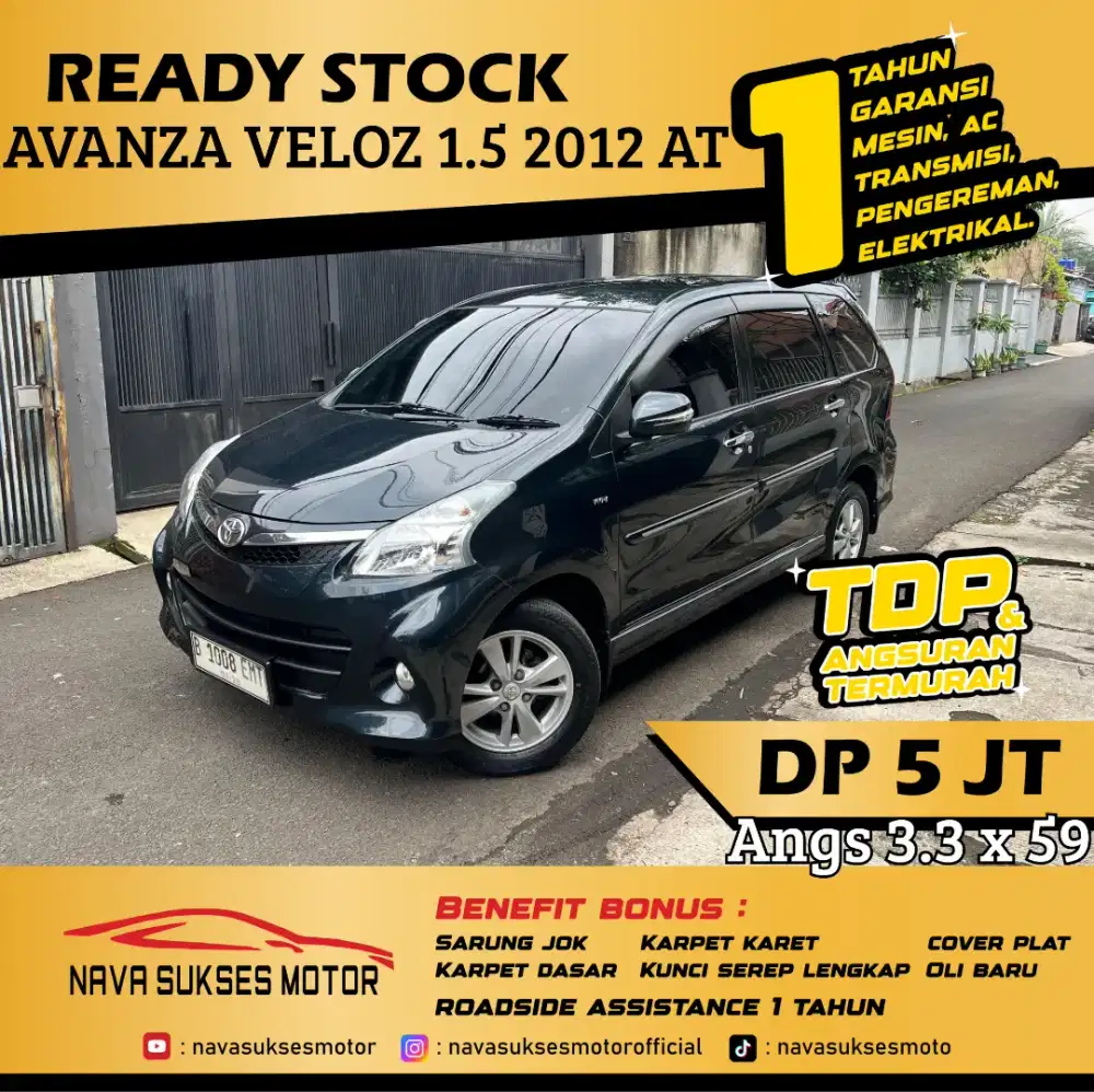 TDP 5 Jt Angs Termurah Avanza Veloz 1.5 2012 Matic Low Km Like New