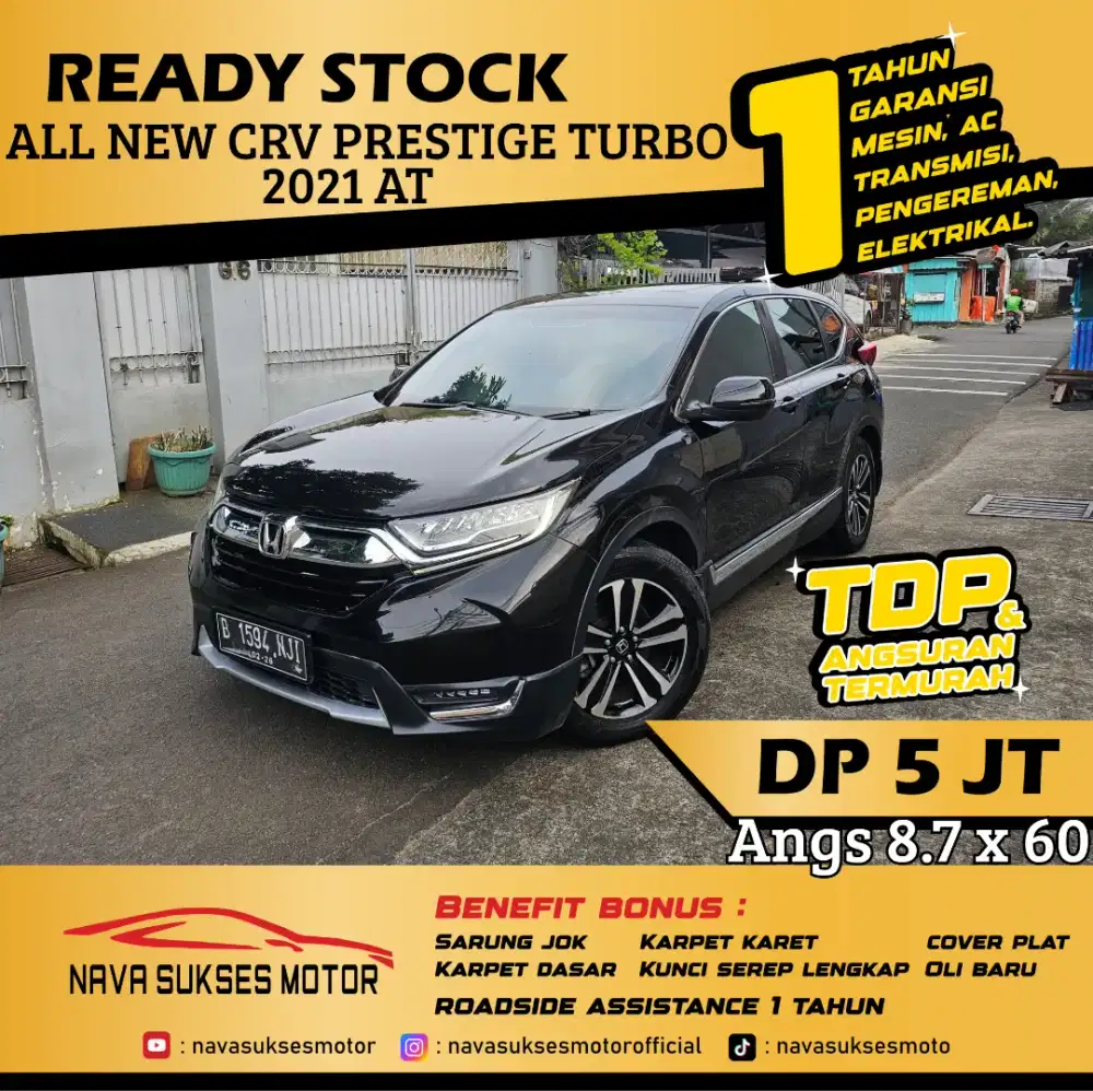 TDP 5 Jt Angs Termurah All New CRV Prestige Turbo 2021 Matic Hitam