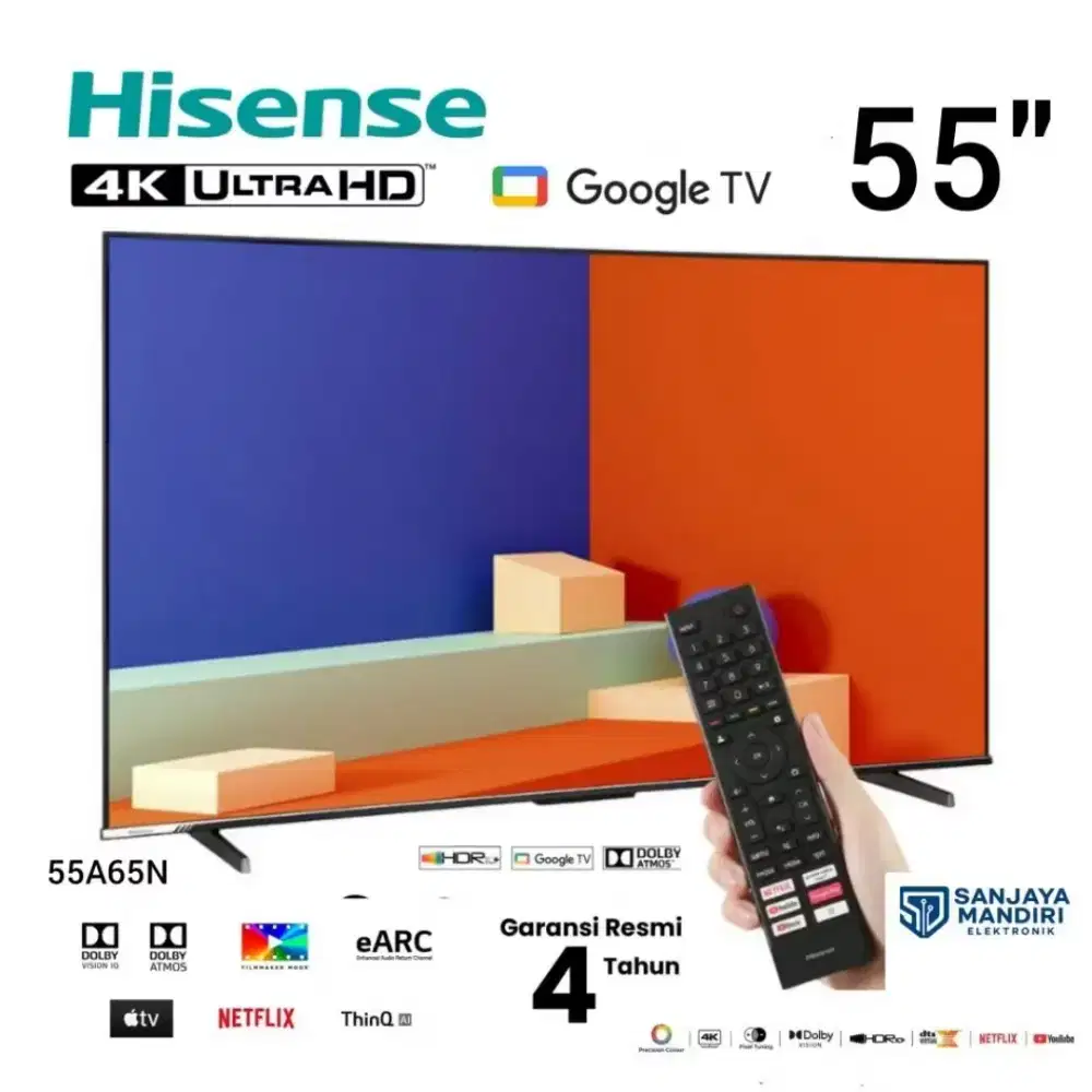 HISENSE 4K UHD Google TV 55A65N TV LED 55 - SMART GOOGLE TV 4K UHD